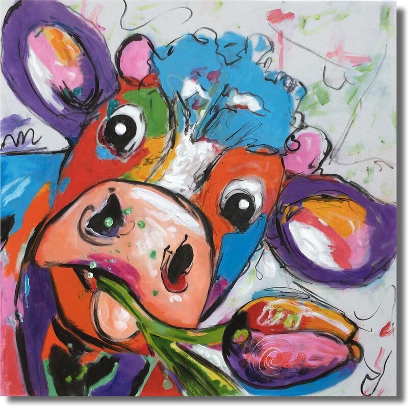Schilderij vrolijke koe